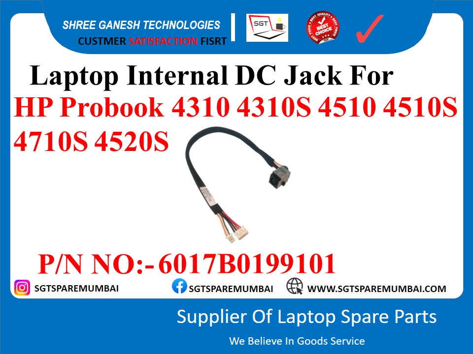 Laptop Internal DC Jack For HP Probook 4310 4310S 4510 4510S 4710S 4520S P/N NO:-6017B0199101