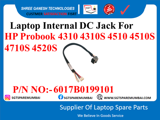 Laptop Internal DC Jack For HP Probook 4310 4310S 4510 4510S 4710S 4520S P/N NO:-6017B0199101