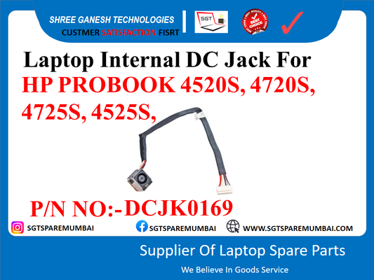 Laptop Internal DC Jack For HP PROBOOK 4520S, 4720S, 4725S, 4525S. P/N NO: - DCJK0169