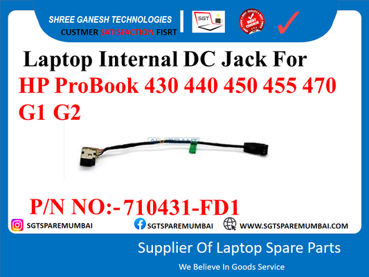 Laptop Internal DC Jack For HP ProBook 430 440 450 455 470 G1 G2 P/N NO:- 710431-FD1