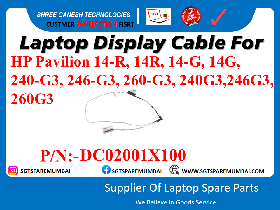 Laptop Display Cable For HP Pavilion 14-R, 14R, 14-G, 14G, 240-G3, 246-G3, 260-G3, 240G3,246G3, 260G3 P/N:-DC02001X100