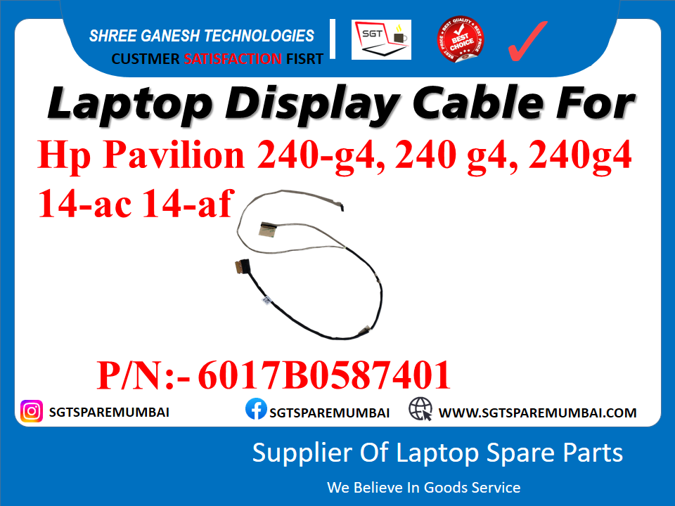 Laptop Display Cable For Hp Pavilion 240-g4, 240 g4, 240g4 14-ac 14-af P/N:- 6017B0587401