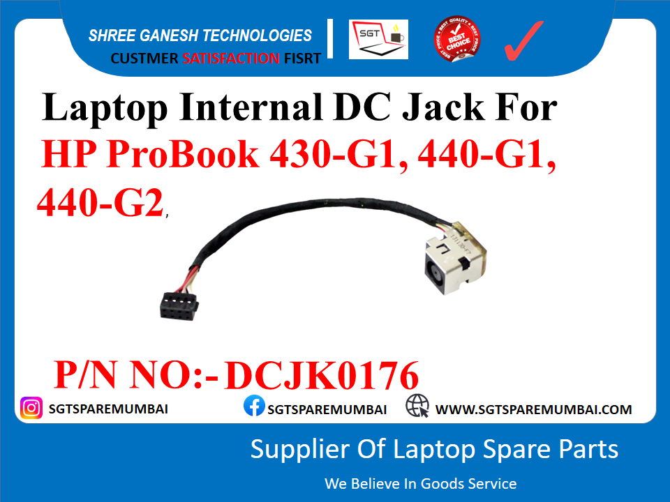 Laptop Internal DC Jack For HP ProBook 430-G1, 440-G1, 440-G2 P/N NO:- DCJK0176