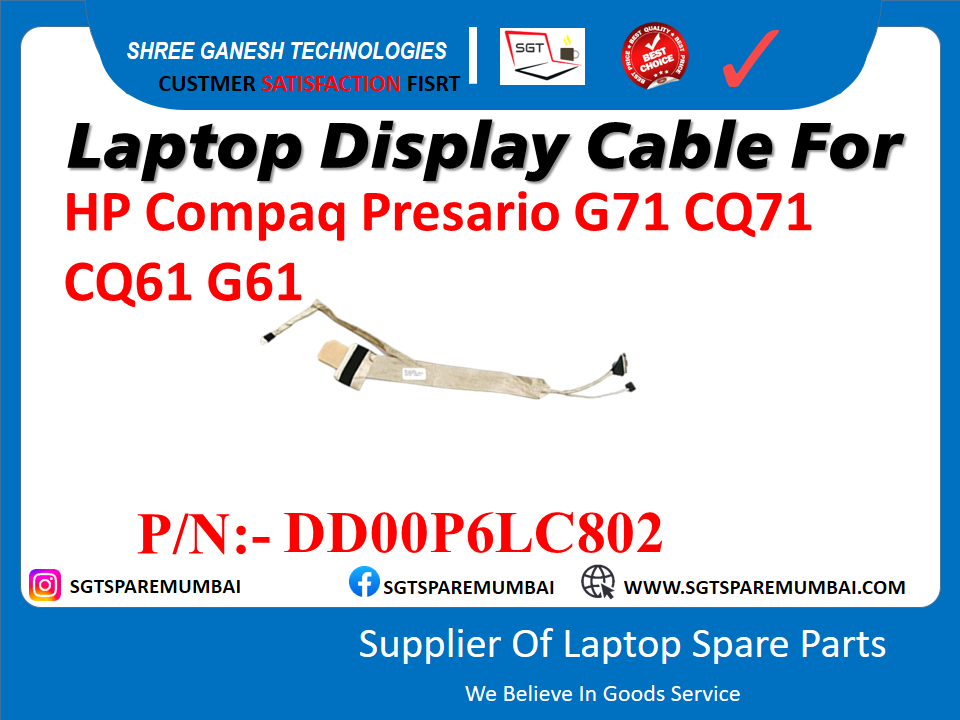 Laptop Display Cable For HP Compaq Presario G71 CQ71 CQ61 G61 P/N: - DD00P6LC802