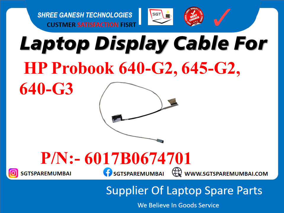 Laptop Display Cable For HP Probook 640-G2, 645-G2, 640-G3 P/N:- 6017B0674701