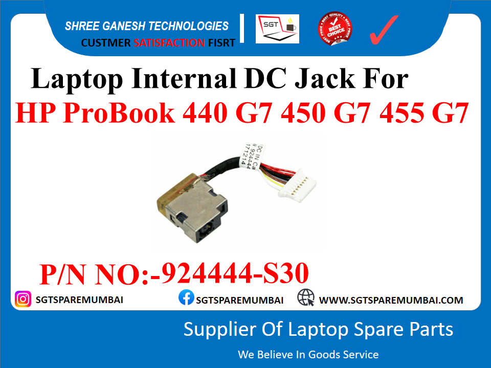 Laptop Internal DC Jack For HP ProBook 440 G7 450 G7 455 G7 P/N NO:-924444-S30