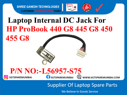 Laptop Internal DC Jack For HP ProBook 440 G8 445 G8 450 455 G8 P/N NO:-L56957-S75