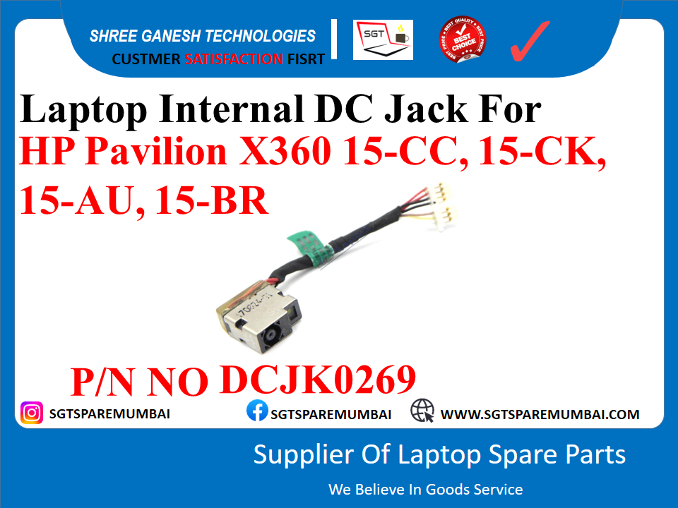 Laptop Internal DC Jack For HP Pavilion X360 15-CC, 15-CK, 15-AU, 15-BR P/N NO DCJK0269