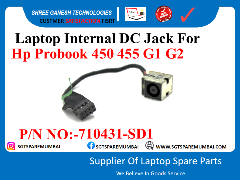 Laptop Internal DC Jack For Hp Probook 450 455 G1 G2 P/N NO:-710431-SD1