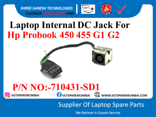 Laptop Internal DC Jack For Hp Probook 450 455 G1 G2 P/N NO:-710431-SD1