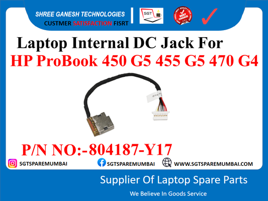 Laptop Internal DC Jack For HP ProBook 450 G5 455 G5 470 G4 P/N NO:-804187-Y17