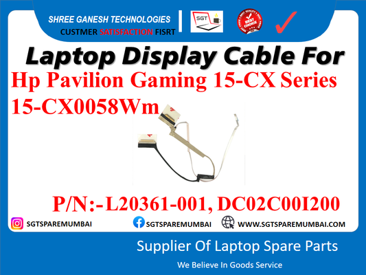 Laptop Display Cable For Hp Pavilion Gaming 15-CX Series 15-CX0058Wm P/N:- L20361-001, DC02C001200