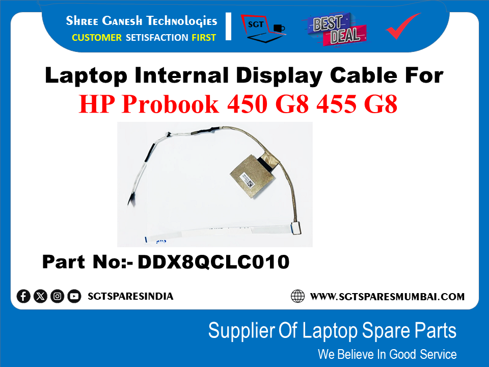 Laptop Internal Display Cable For HP Probook 450 G8 455 G8 Part No:- DDX8QCLC010