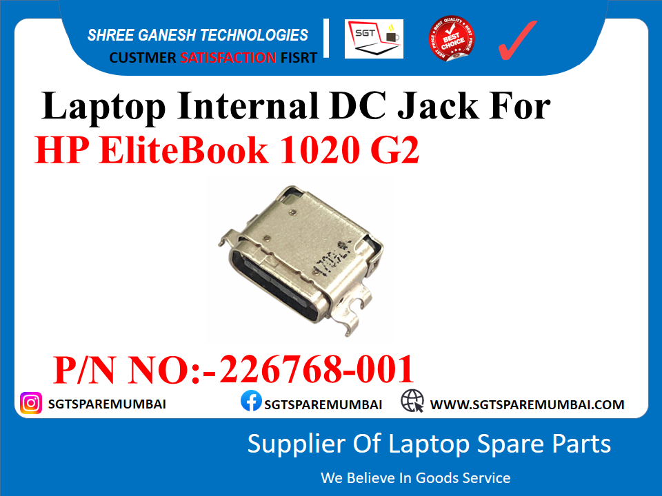 Laptop Internal DC Jack For HP EliteBook 1020 G2 P/N NO:-226768-001