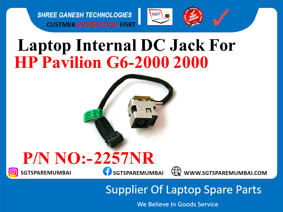 Laptop Internal DC Jack For HP Pavilion G6-2000 2000 P/N NO:-2257NR