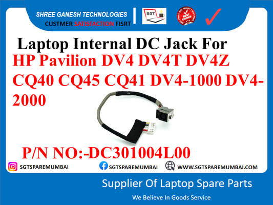 Laptop Internal DC Jack For HP Pavilion DV4 DV4T DV4Z CQ40 CQ45 CQ41 DV4-1000 DV4- 2000 P/N NO:-DC301004L00