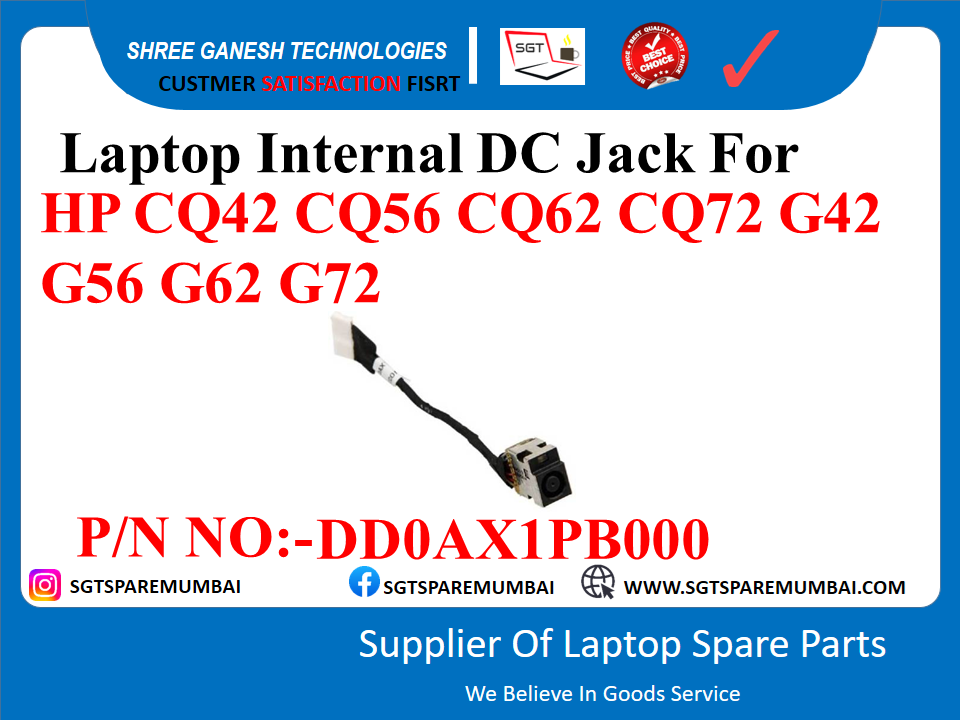 Laptop Internal DC Jack For HP CQ42 CQ56 CQ62 CQ72 G42 G56 G62 G72 P/N NO:-DD0AX1PB000