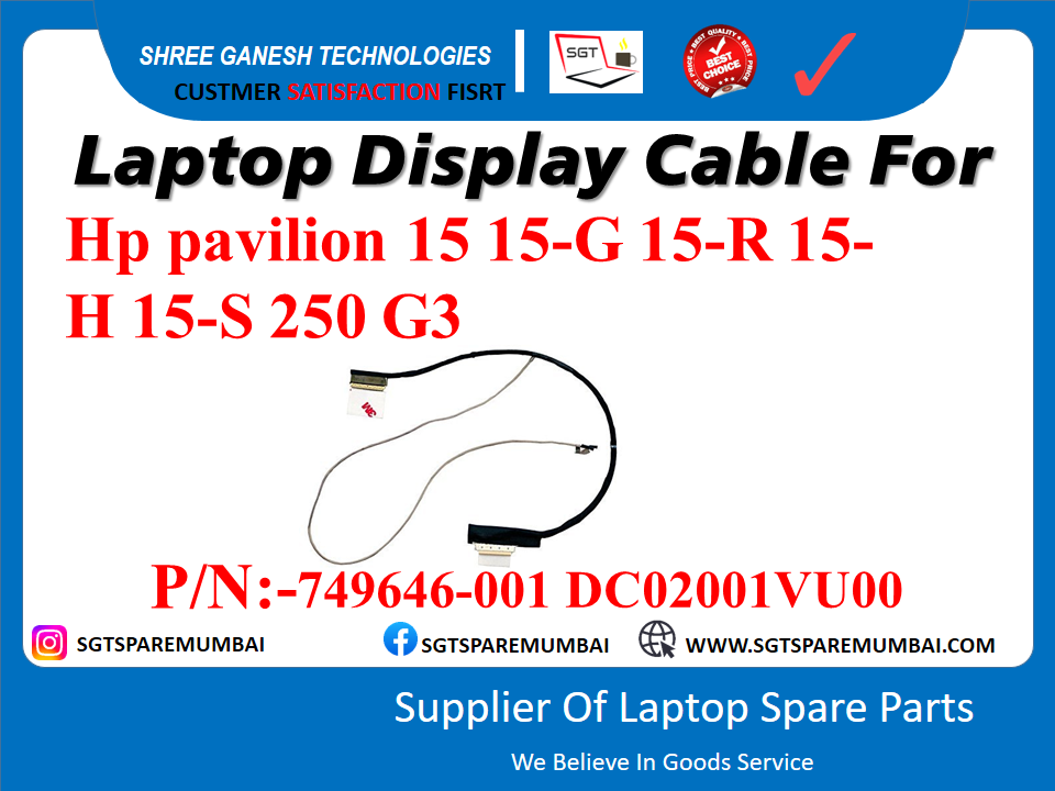 Laptop Display Cable For Hp pavilion 15 15-G 15-R 15- H 15-S 250 G3 P/N:-749646-001 DC02001VU00