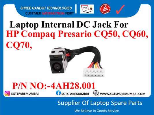 Laptop Internal DC Jack For HP Compaq Presario CQ50, CQ60, CQ70, P/N NO:-4AH28.001