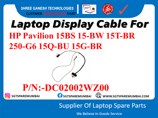 Laptop Display Cable For HP Pavilion 15BS 15-BW 15T-BR 250-G6 15Q-BU 15G-BR P/N:-DC02002WZ00