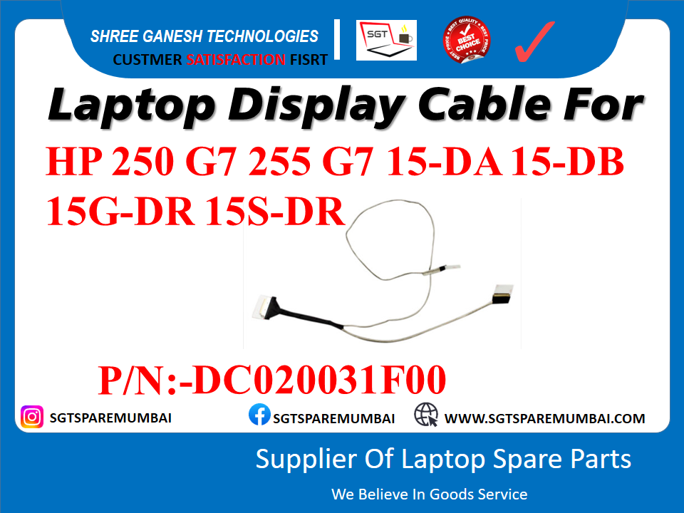 Laptop Display Cable For HP 250 G7 255 G7 15-DA 15-DB 15G-DR 15S-DR P/N:-DC020031F00