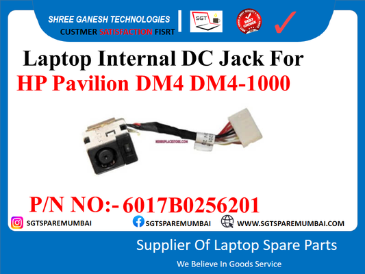 Laptop Internal DC Jack For HP Pavilion DM4 DM4-1000 P/N NO:- 6017B0256201