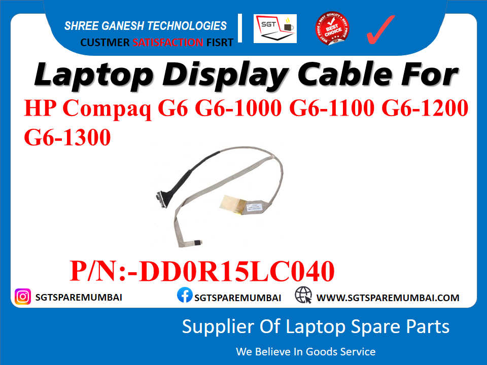 Laptop Display Cable For HP Compaq G6 G6-1000 G6-1100 G6-1200 G6-1300 P/N:-DDOR15LC040