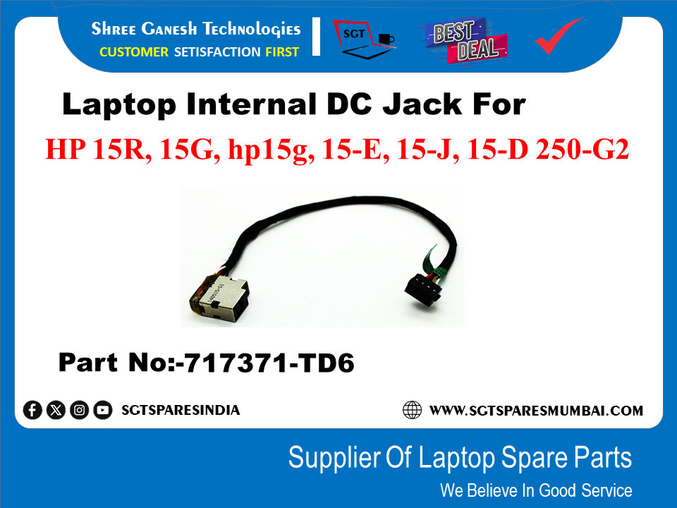 Laptop Internal DC Jack For HP 15R, 15G, hp15g, 15-E, 15-J, 15-D 250-G2 Part No:-717371-TD6