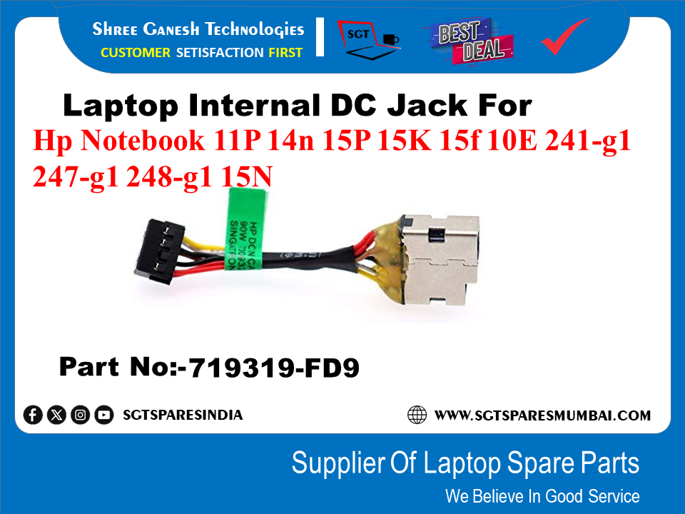 Laptop Internal DC Jack For Hp Notebook 11P 14n 15P 15K 15f 10E: 241-gl 247-g1 248-g1 15N Part No:-719319-FD9