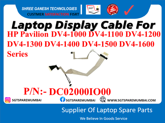 Laptop Display Cable for HP Pavilion DV4-1000 D 5-0200 DV4-1300 DV4-1400 DV4-1500 DV4-1600 Series P/N:- DC020001000