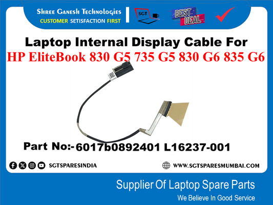 Laptop Internal Display Cable For HP EliteBook 830 G5 735 G5 830 G6 835 G6 Part No:-601760892401 L16237-001