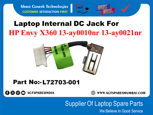 Laptop Internal DC Jack For HP Envy X360 13-ay0010nr 13-ay0021nr Part No:- L72703-001