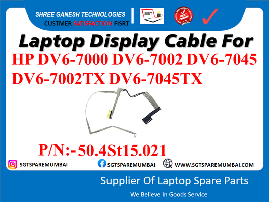 Laptop Display Cable For HP DV6-7000 DV6-7002 DV6-7045 DV6-7002TX DV6-7045TX P/N:-50.4St15.021