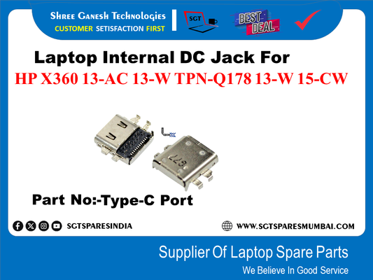 Laptop Internal DC Jack For HP X360 13-AC 13-W TPN-Q178 13-W 15-CW Part No:-Type-C Port