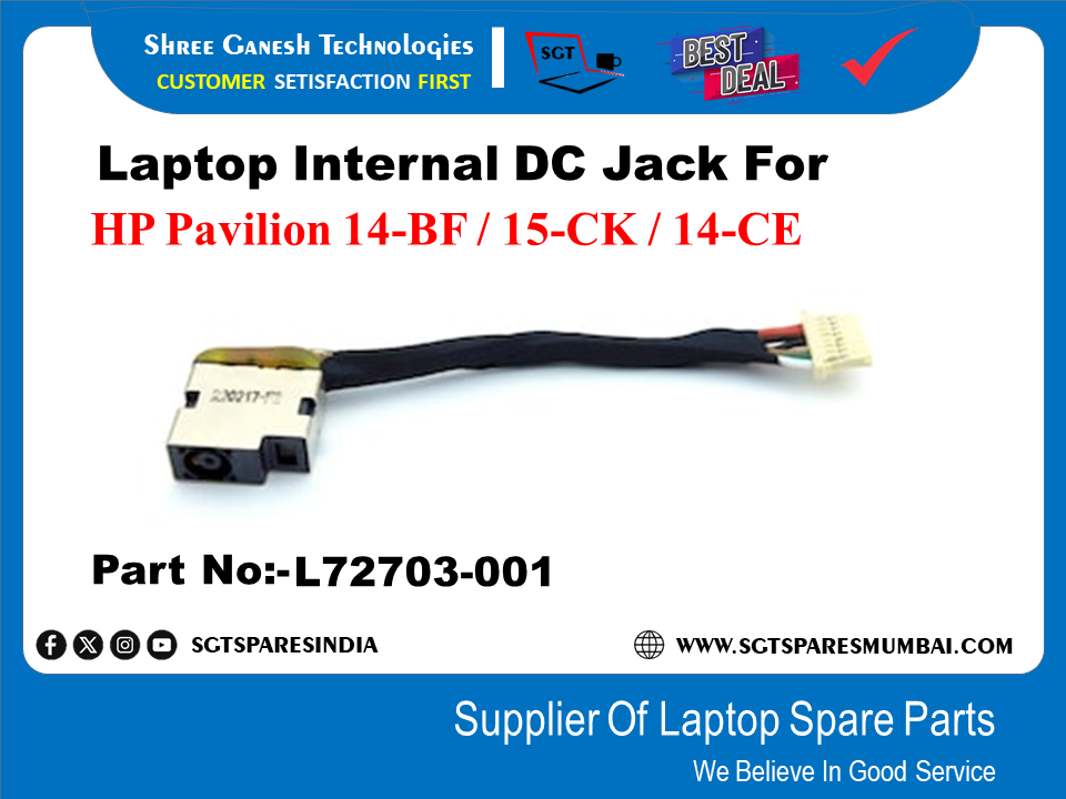 Laptop Internal DC Jack For HP Pavilion 14-BF / 15-CK / 14-CE Part No:-L72703-001