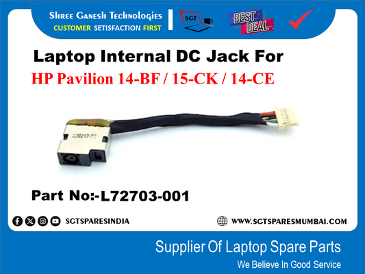 Laptop Internal DC Jack For HP Pavilion 14-BF / 15-CK / 14-CE Part No:-L72703-001