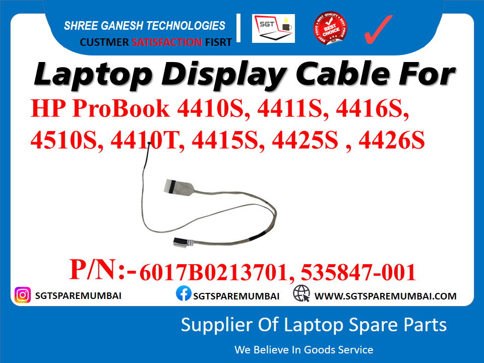 Laptop Display Cable For HP ProBook 4410S, 4411S, 4416S, 4510S, 4410T, 4415S, 4425S, 4426S P/N:-6017B0213701, 535847-001