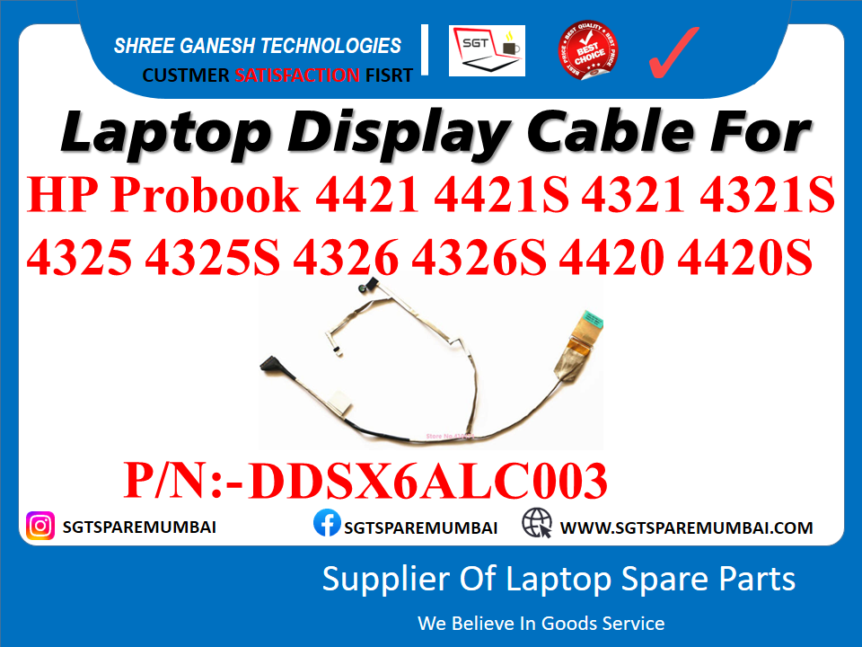 Laptop Display Cable For HP Probook 4421 4421S 4321 4321S 4325 43255 4326 43265 4420 44205 P/N:-DDSX6ALC003