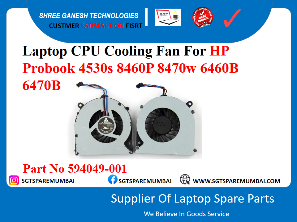 Laptop CPU Cooling Fan For HP Probook 4530s 8460P 8470w 6460B 6470B Part No 594049-001