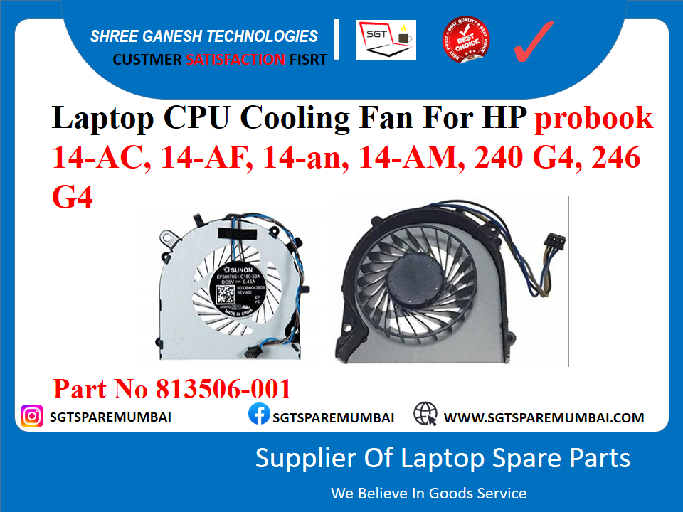 Laptop CPU Cooling Fan For HP probook 14-AC, 14-AF, 14-an, 14-AM, 240 G4, 246 G4 Part No 813506-001