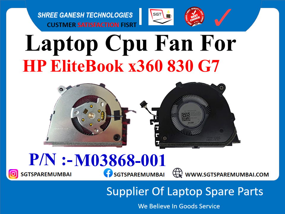 Laptop Cpu Fan For HP EliteBook x360 830 G7 P/N :-M03868-001