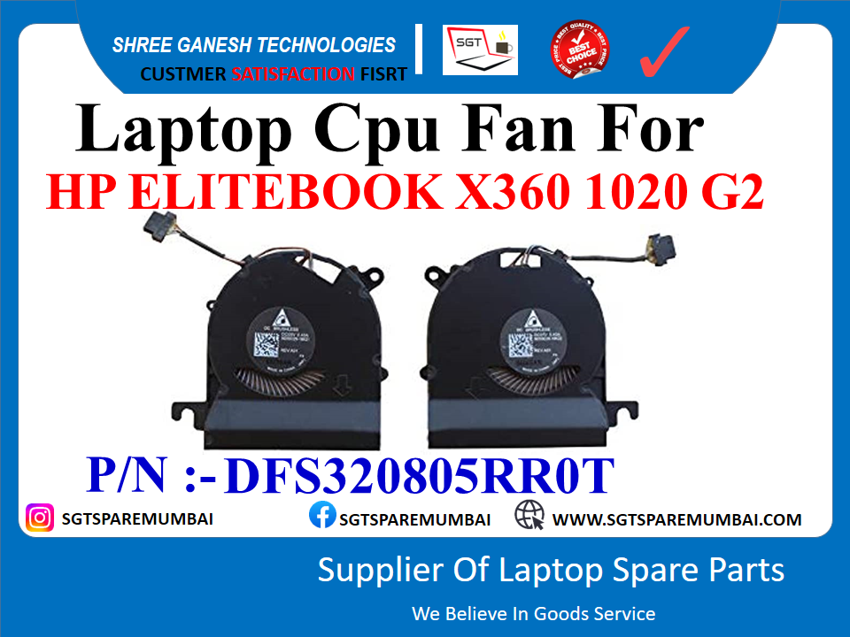 Laptop Cpu Fan For HP ELITEBOOK X360 1020 G2 P/N :- DFS320805RROT