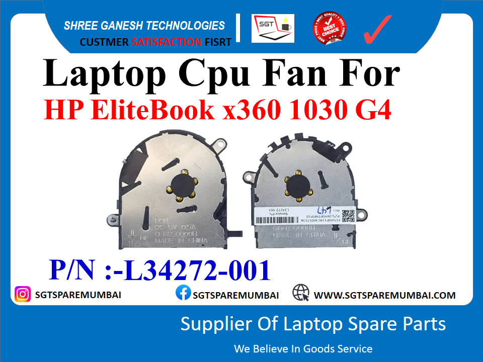 Laptop Cpu Fan For HP EliteBook x360 1030 G4 P/N :-L34272-001