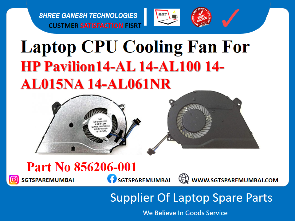 Laptop CPU Cooling Fan For HP Pavilion14-AL 14-AL100 14- AL015NA 14-AL061NR Part No 856206-001