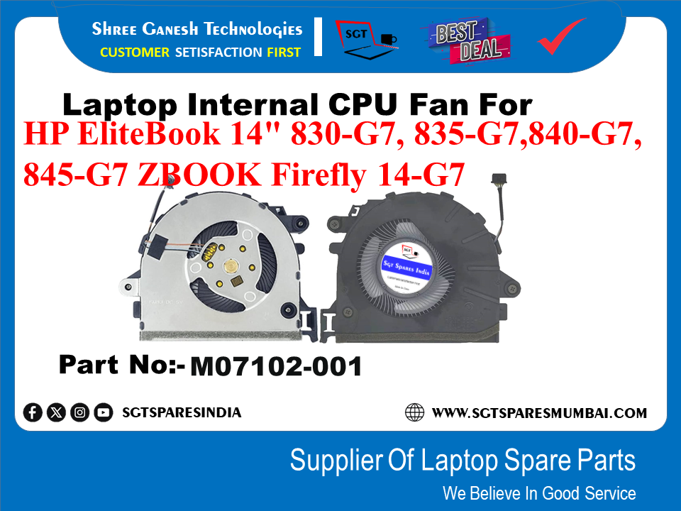 Laptop Internal CPU Fan For HP EliteBook 14" 830-G7, 835-G7,840-G7, 845-G7 ZBOOK Firefly 14-G7 Part No:- M07102-001