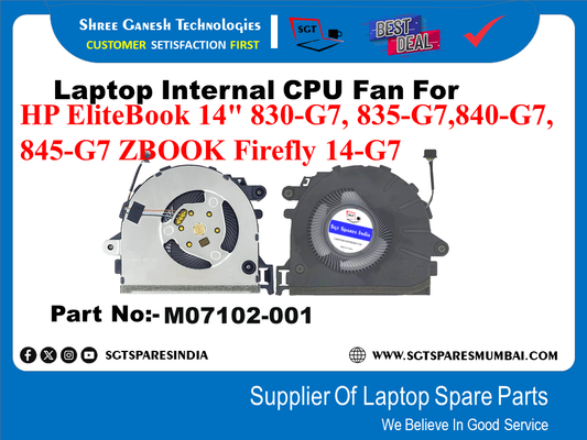 Laptop Internal CPU Fan For HP EliteBook 14" 830-G7, 835-G7,840-G7, 845-G7 ZBOOK Firefly 14-G7 Part No:- M07102-001