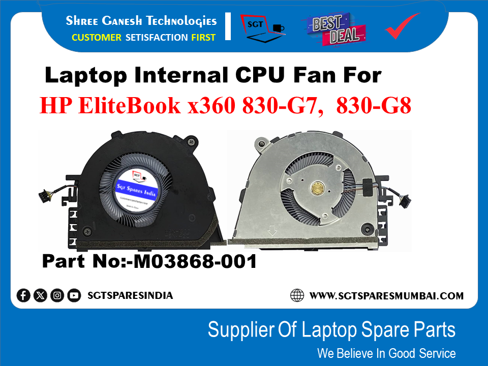 Laptop Internal CPU Fan For HP EliteBook x360 830-G7, 830-G8 Part No:-M03868-001