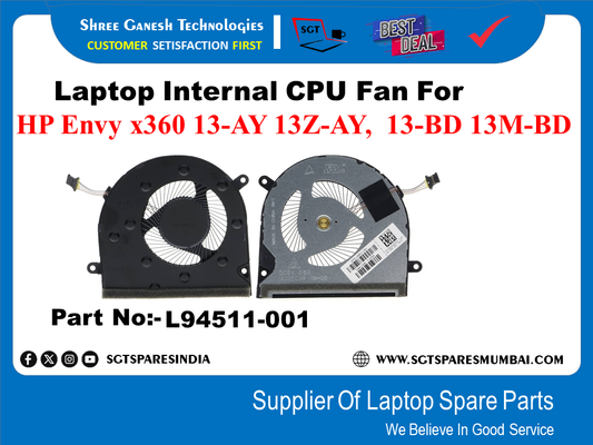 Laptop Internal CPU Fan For HP Envy x360 13-AY 13Z-AY, 13-BD 13M-BD Part No:- L94511-001