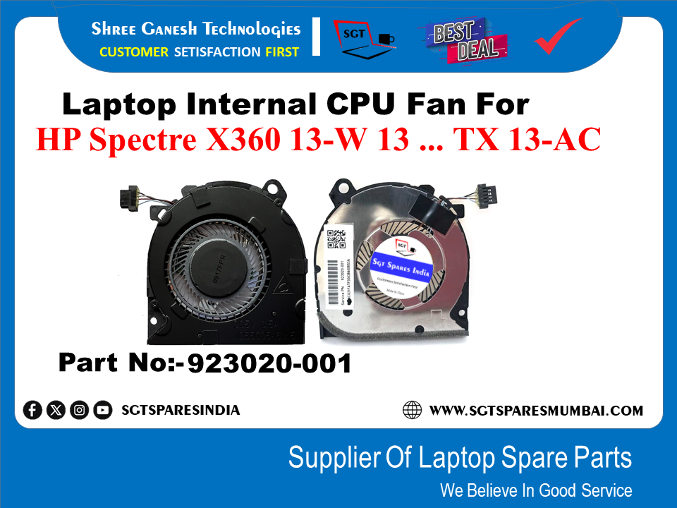 Laptop Internal CPU Fan For HP Spectre X360 13-W 13 ... TX 13-AC Part No:-923020-001