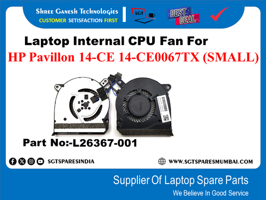 Laptop Internal CPU Fan For HP Pavillon 14-CE 14-CE0067TX (SMALL) Part No:-L26367-001